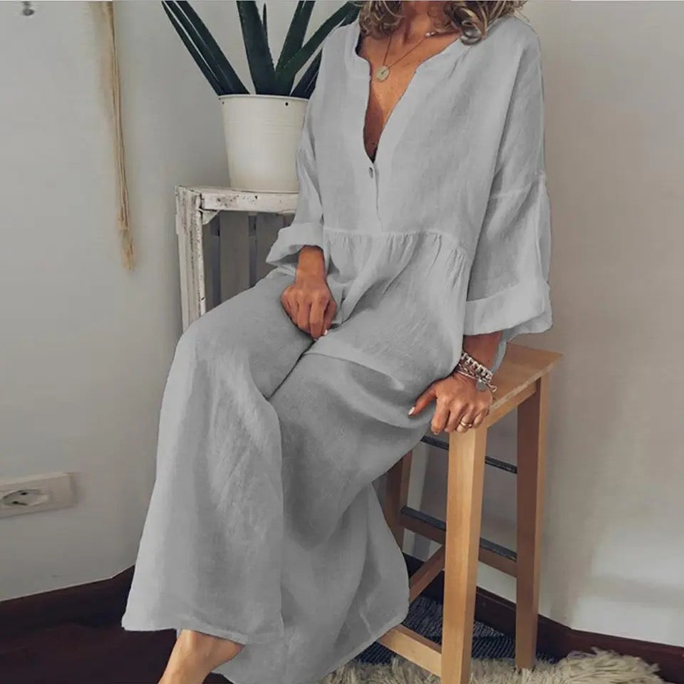 Nicole™ | Elegant Linen Dress – Posh Couture